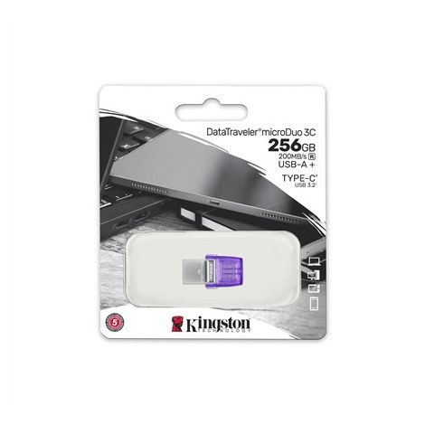 Kingston | DataTraveler | DT Micro Duo 3C | 256 GB | USB Type-C and Type-A | Purple - 3